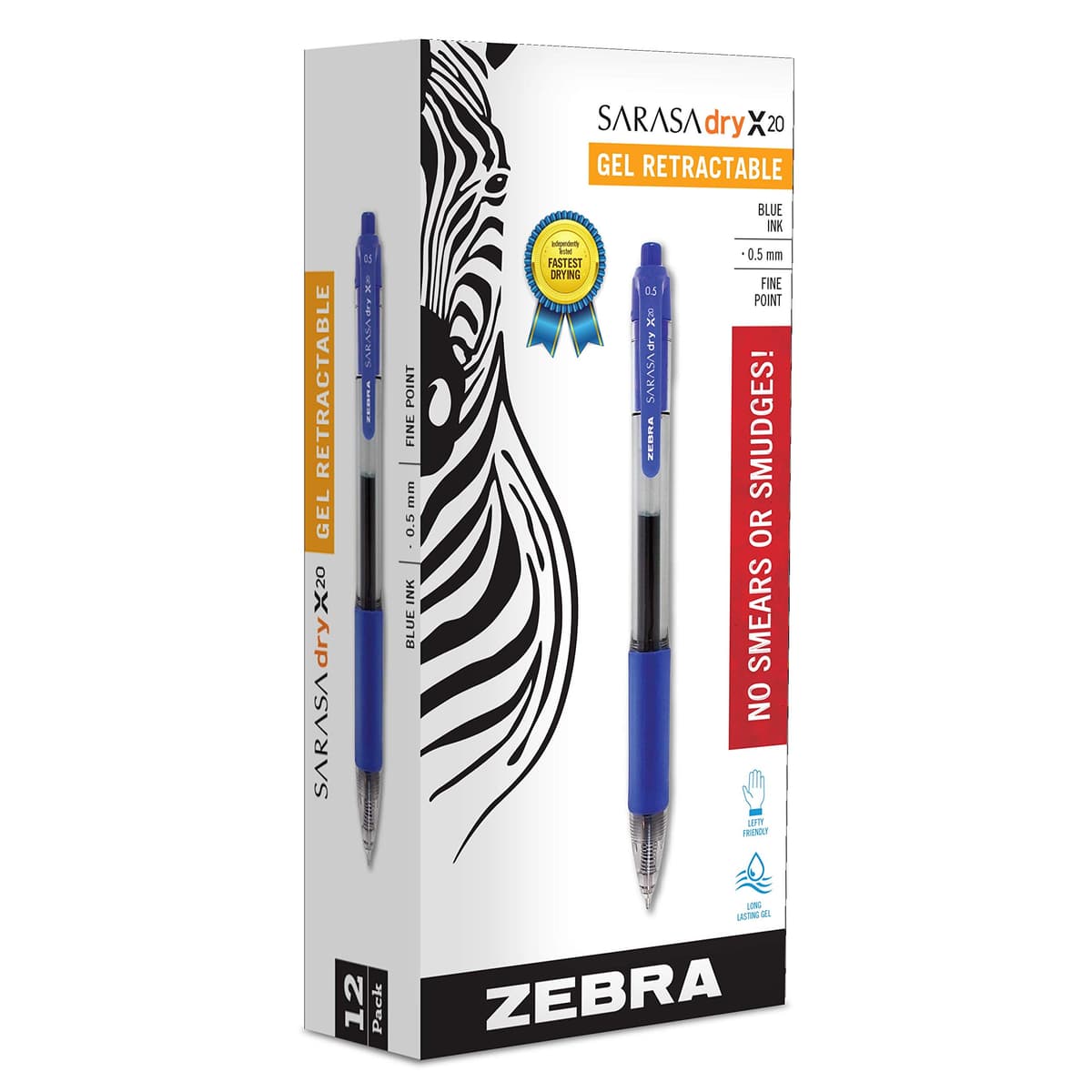 Zebra Pen Sarasa Dry X20 Bolígrafo Gel Retráctil 0.5mm Azul, Pack por 12 (Pallet 576) ZEB46720