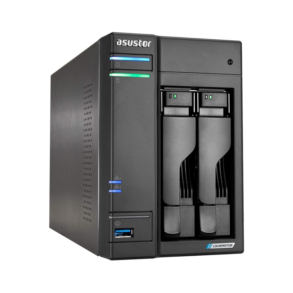 Asustor Lockerstor 2 Gen2 AS6702T - NAS de 2 bahías, CPU Quad-Core 2.0 GHz, 4 ranuras M.2 NVMe (PCIe 3.0), Doble 2.5GbE, 4GB RAM DDR4, Almacenamiento en Red (sin discos)