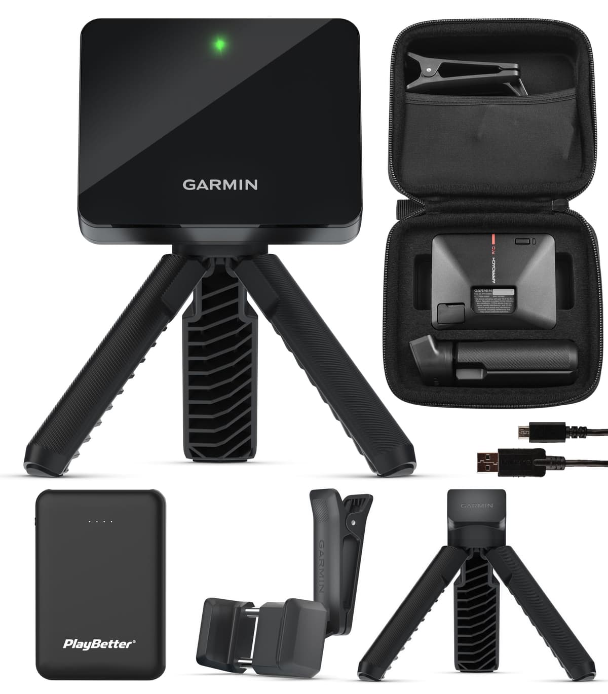 PlayBetter Garmin Approach R10 Monitor de lanzamiento y simulador portátil - Bundle con powerbank, tripié y estuche 010-02356-00