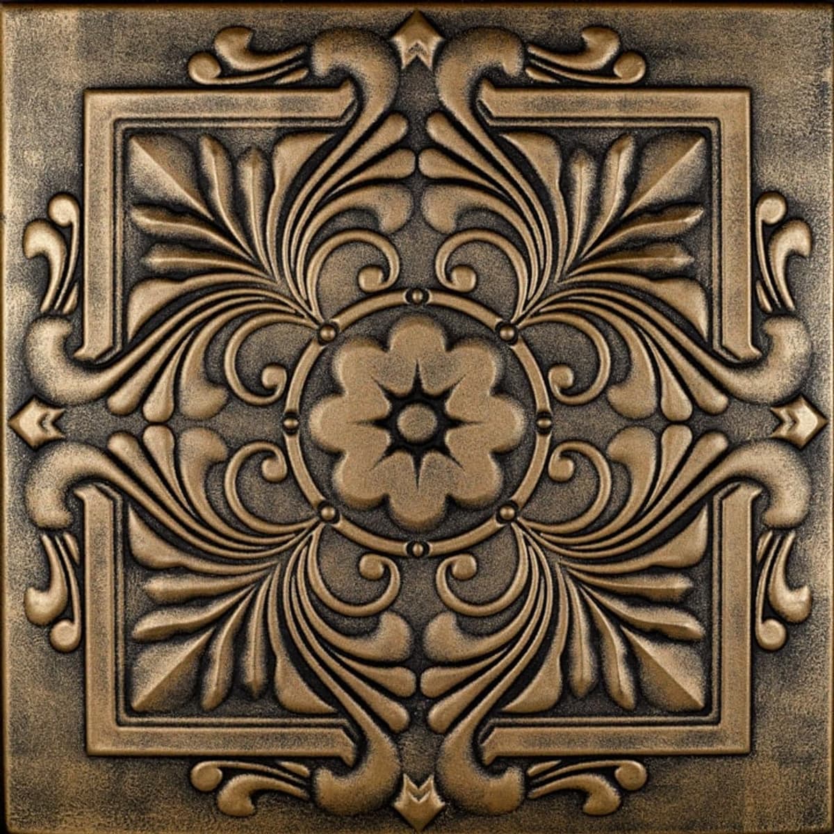 À LA MAISON CEILINGS R14 Victorian Foam Glue-up Ceiling Tile (Pack de 144) - Antique Brass R14ab-144