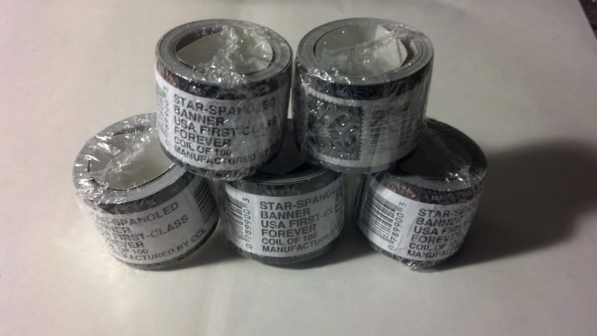 USPS Forever Stamps Star Spangled Banner 5 Rolls of 100 (Fireworks) RONA-PN-2371662