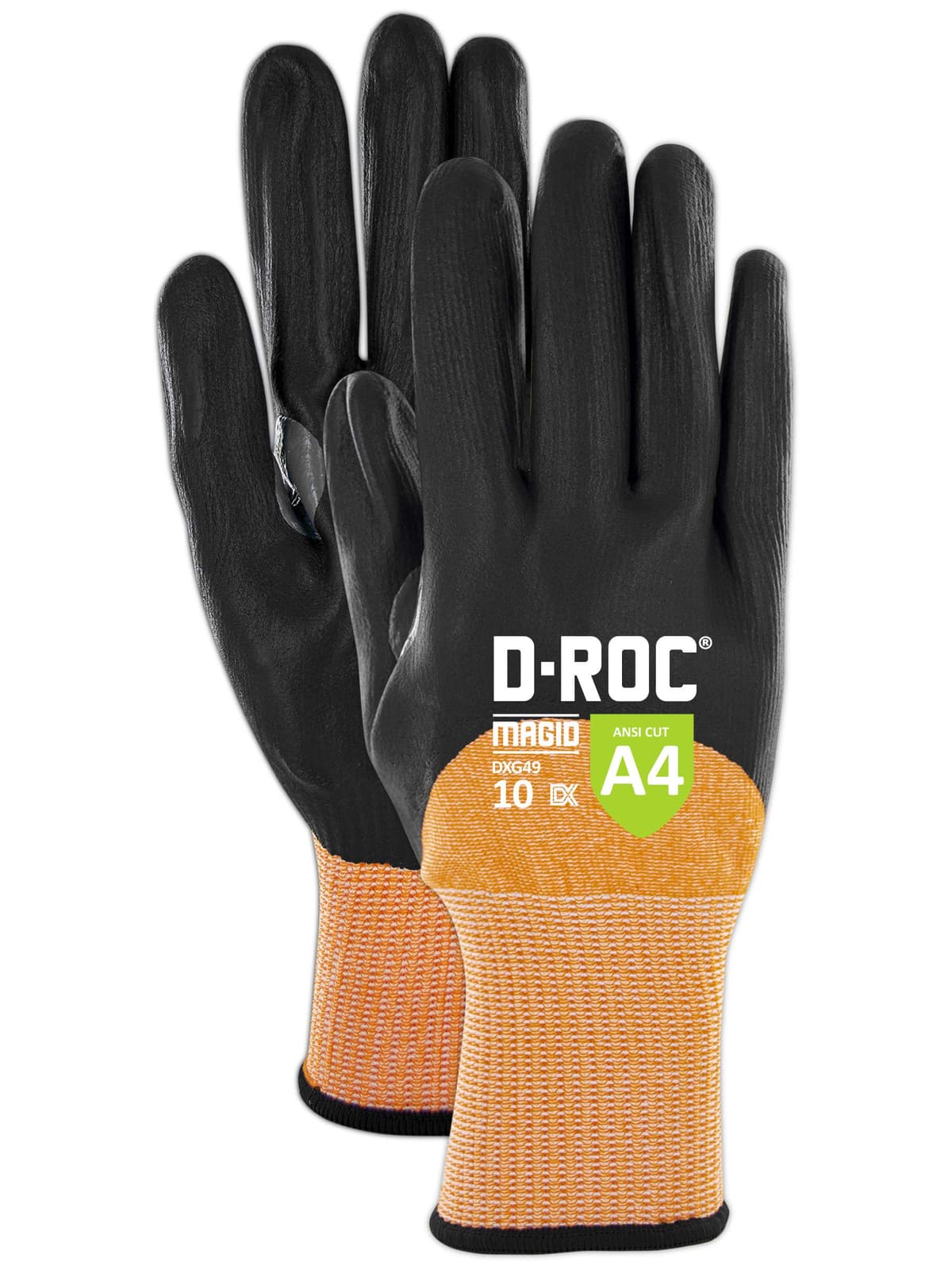 MAGID DXG4912-144 Guantes D-ROC TriTek absorbentes de aceite y líquidos, ANSI A4, 3/4 recubrimiento