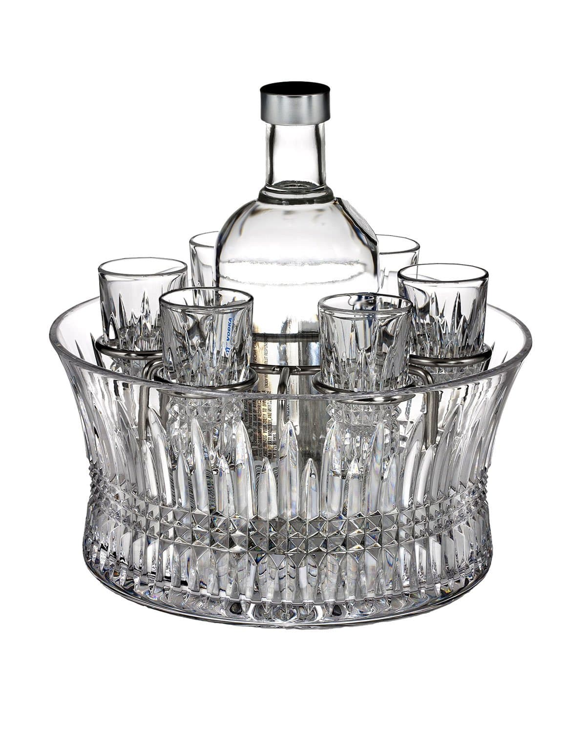 Waterford Lismore Diamond Vodka Set con Cuenco Enfriador e Insertos Plateados 156508