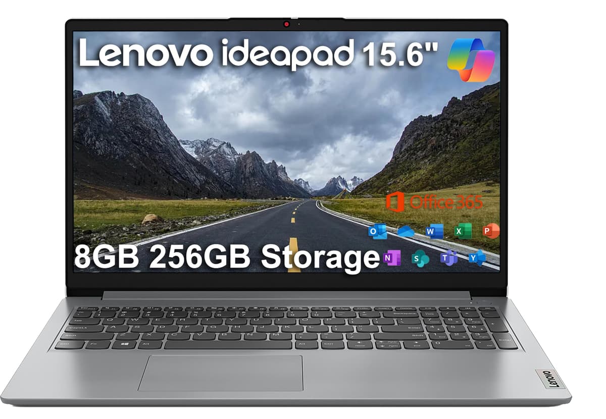 ist computers Lenovo IdeaPad 1i 15.6" HD Laptop (8GB, 256GB Almacenamiento (128GB eMMC + 128GB SSD), 1 Año Microsoft Office 365, Intel Celeron N4500) para Negocios, Estudiantes, Teclado Numérico, Wi-Fi 6, Windows 11 Home en modo S IdeaPad 1i 82LX