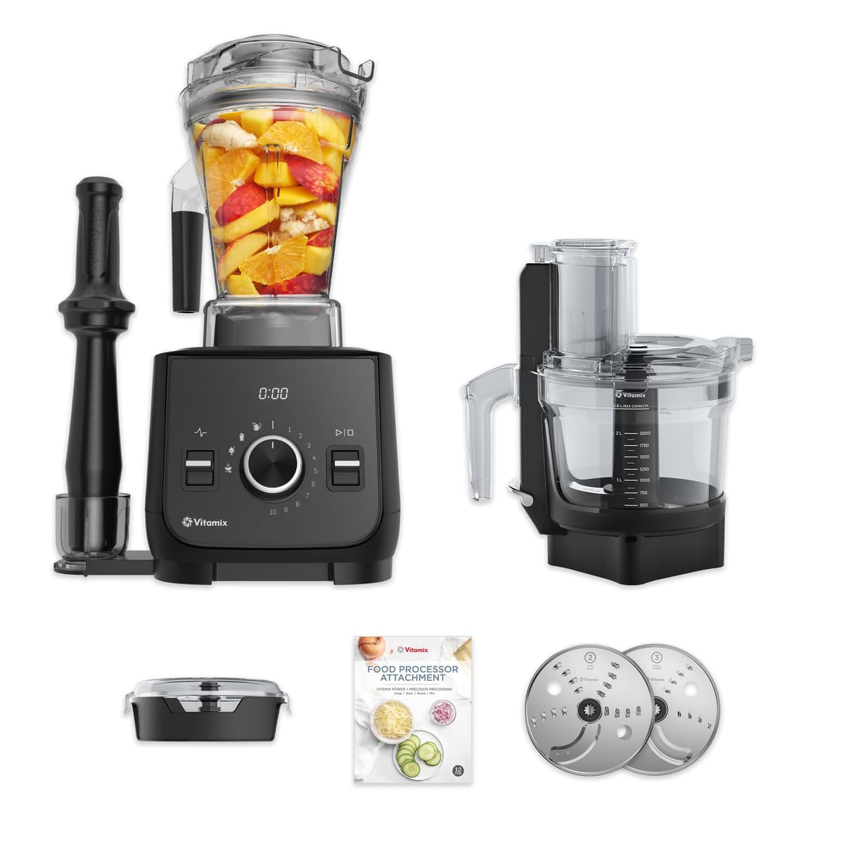Vitamix Ascent X2 SmartPrep Kitchen System - Licuadora profesional con accesorio procesador de alimentos 12-Cup, contenedor 48 oz, Negro 075710-100