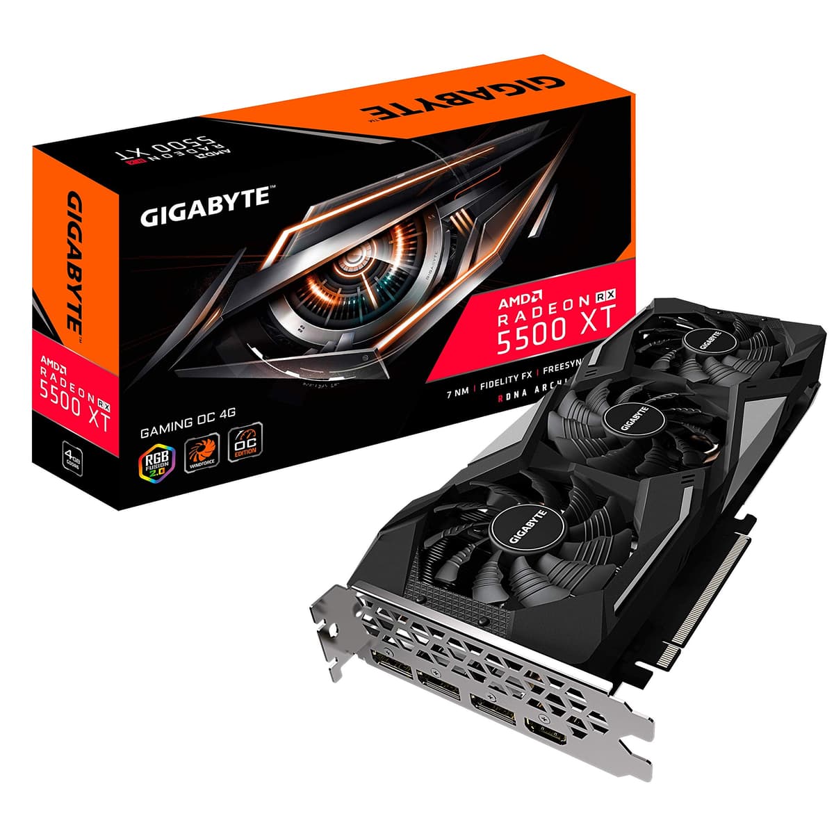 GIGABYTE Radeon RX 5500 XT Gaming OC 4G Tarjeta Gráfica, PCIe 4.0, 4GB 128 bits GDDR6, GV-R55XTGAMING OC-4GD