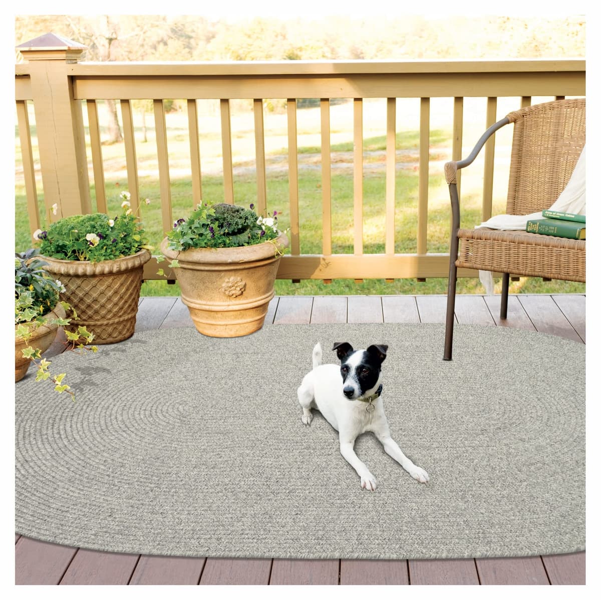 Homespice Alfombra trenzada ovalada Slate Gray 8x10' para exteriores y patio 306562