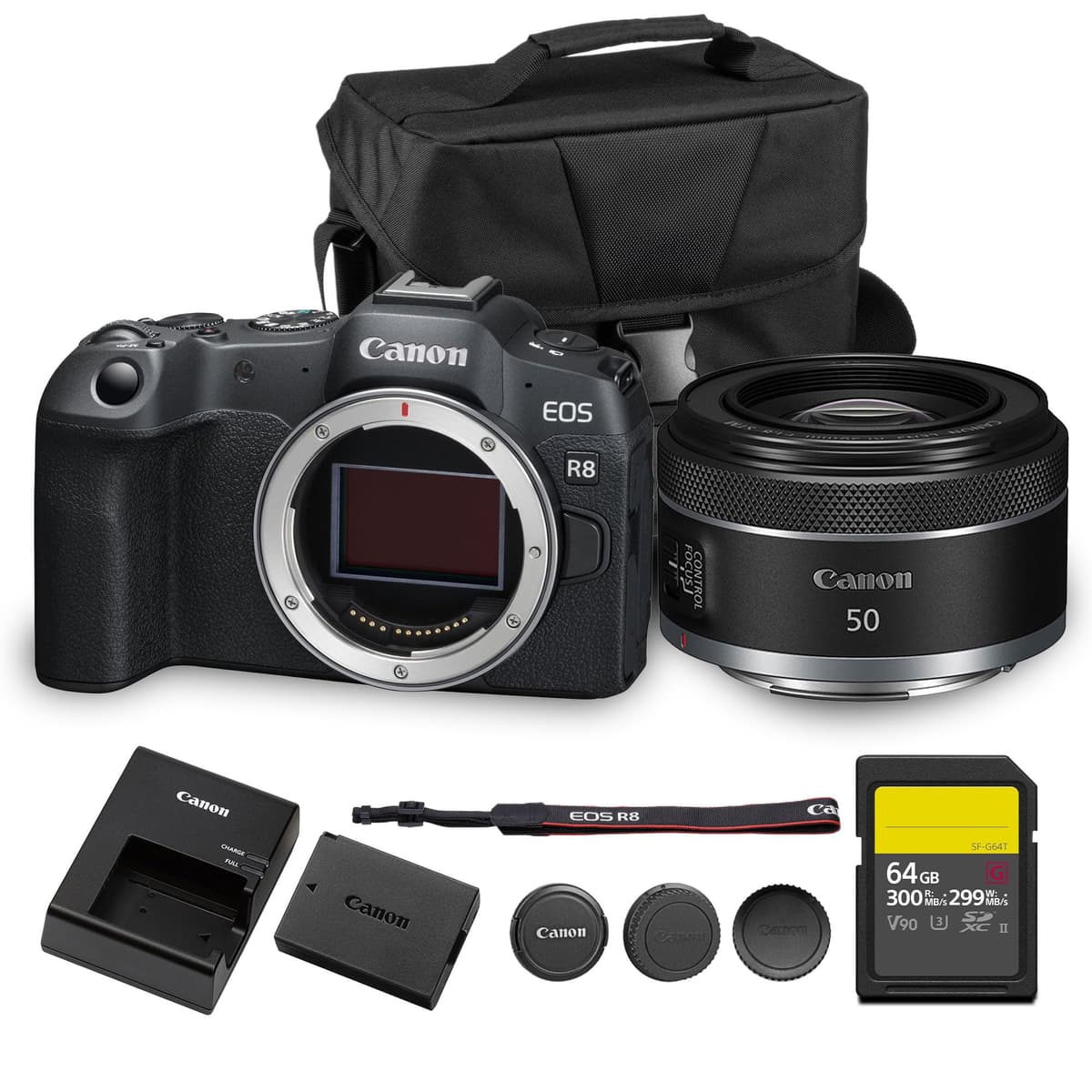 Canon EOS R8 Mirrorless Camera + RF 50mm f/1.8 STM + 64GB Card + Bolso 5803C002_EDIPL_1