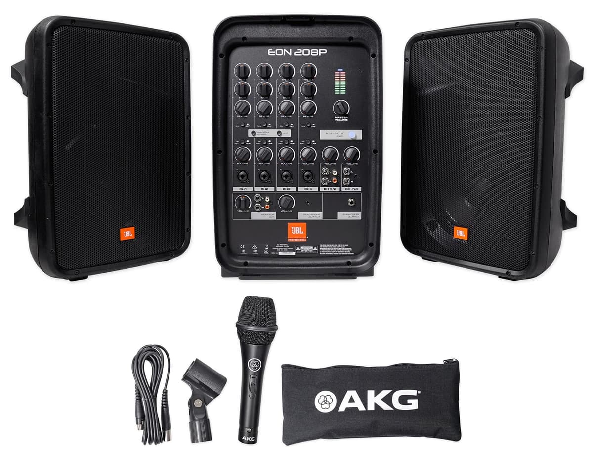 JBL Professional EON208P Sistema PA portátil 2-vías con mezcladora de 8 canales y Bluetooth (Renewed) EON208P-cr