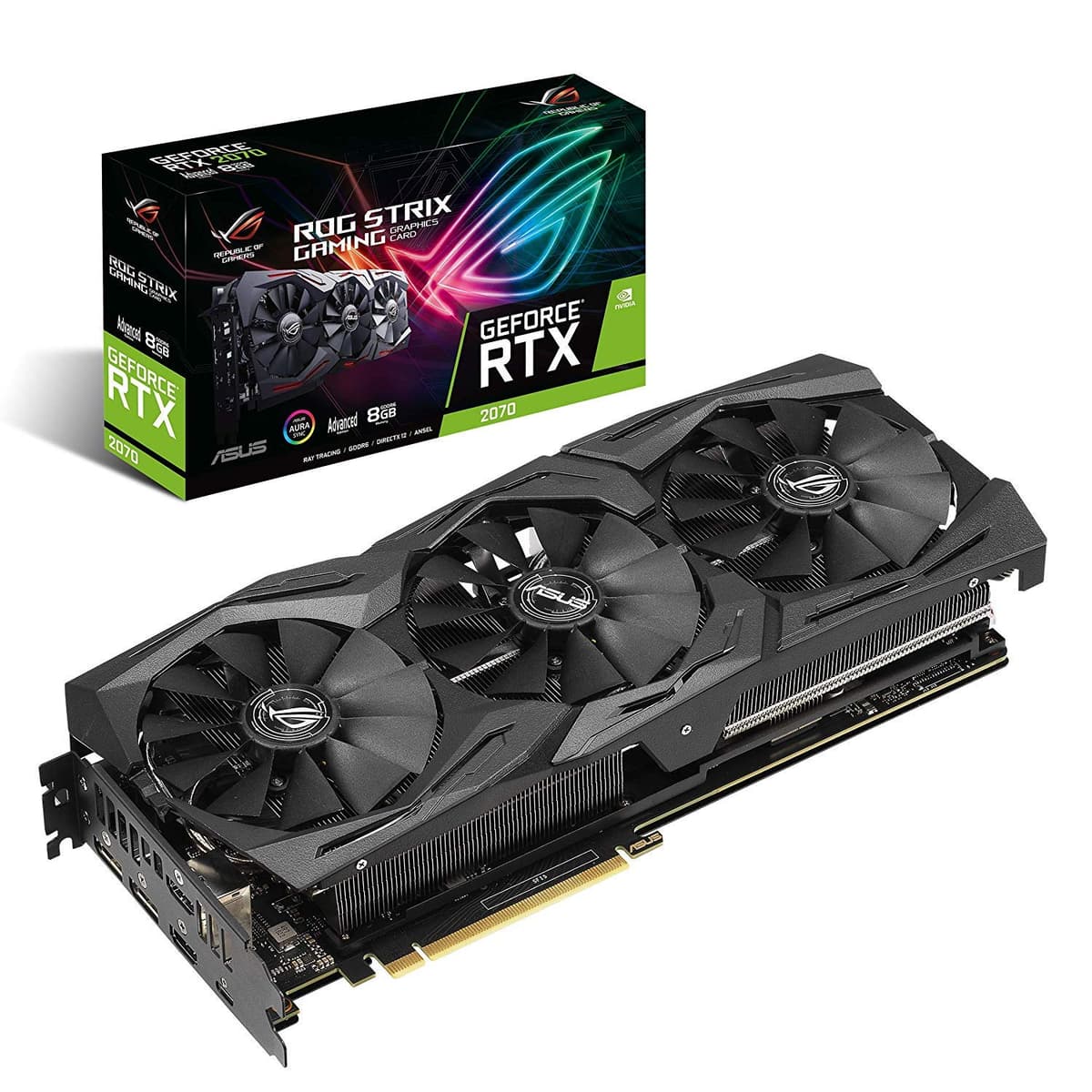 ASUS ROG STRIX GeForce RTX 2070 Advanced Overclocked 8G GDDR6 HDMI DP 1.4 USB Type-C Tarjeta de video para gaming (ROG-STRIX-RTX-2070-A8G-Gaming)