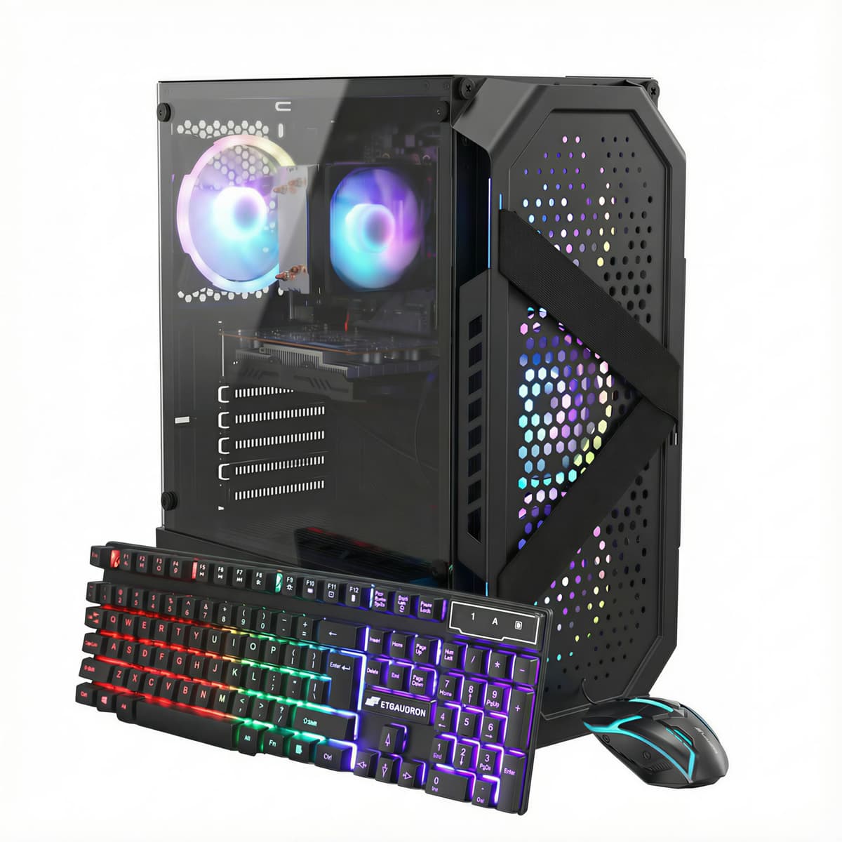 Computadora de escritorio para juegos STGAubron, Intel Core i7-6700 hasta 4.0G, GeForce RTX 3060 12GB, 32GB DDR4, 1TB SSD, WiFi 6, BT 5.0, 6 ventiladores RGB, Windows 11 Home ABR0923