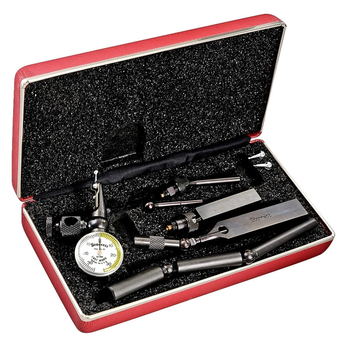 Starrett 711MGCSZ Last Word Indicador de carátula con accesorios y estuche, rango 0.7mm