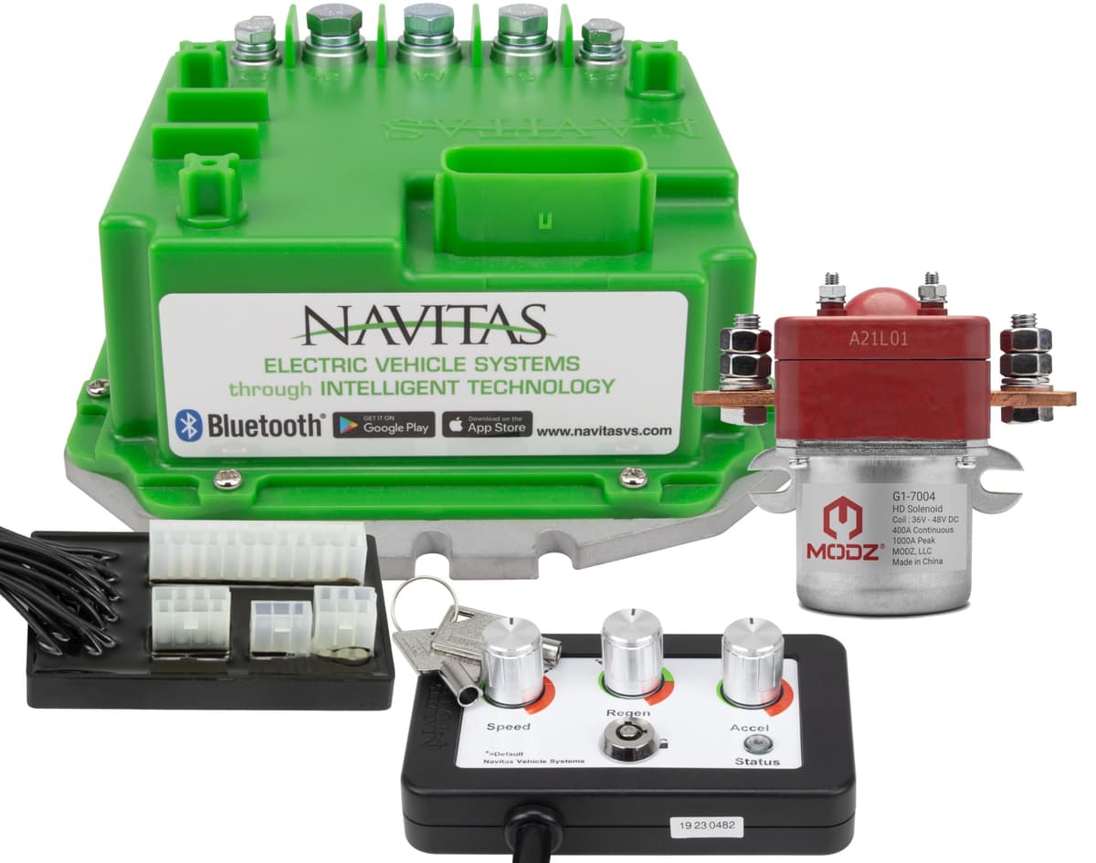 Navitas 440-Amp Kit Controlador EZGO L4/L6-MPT-Shuttle 6 con Programador y Solenoide MODZ 10-000766+40-000516+10-000686+G1-7004
