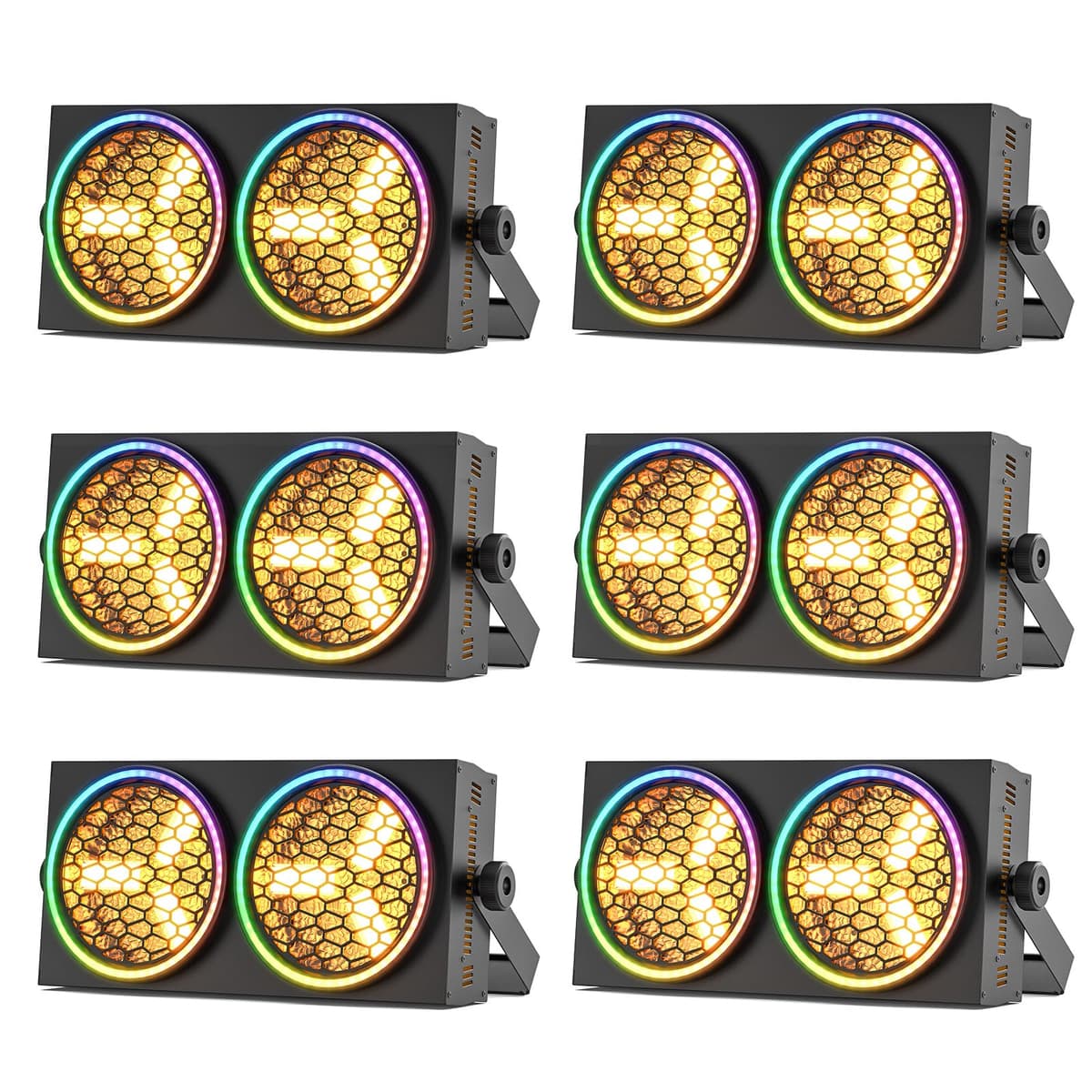 Nitehop Luces de escenario 200W 6 piezas con 30 efectos, 6 focos COB y 102 LEDs RGB, activadas por sonido y DMX512 ZQ01326