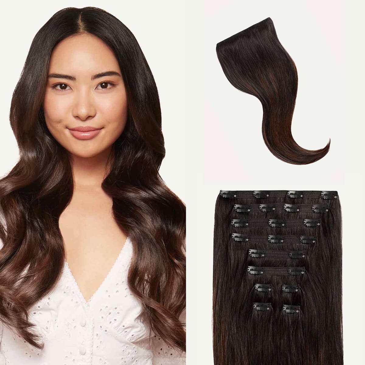 Luxy Classic Clip-In 24" 240g Off Black Bronde Balayage - 100% Remy Human Hair, 10 piezas 24-240g-Color1BT7
