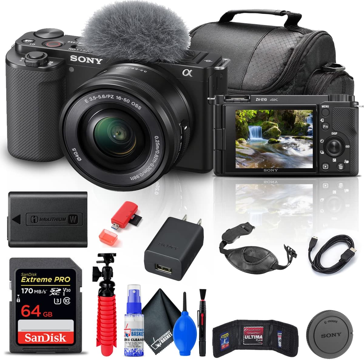 Sony ZV-E10 con lente 16-50mm (negro) + kit de accesorios (reacondicionado) ILCZV-E10L/B_EDIRE_1