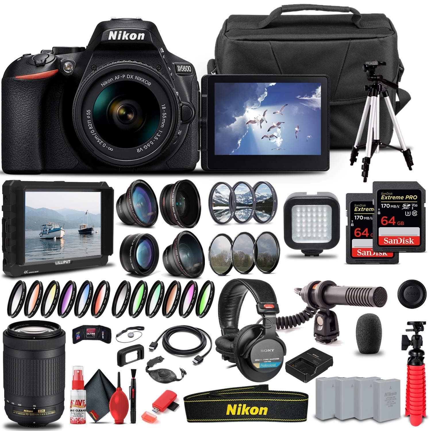 Nikon D5600 DSLR + 18-55mm y 70-300mm + Monitor 4K + Accesorios (Renewed) 1576_EDI6RE_6