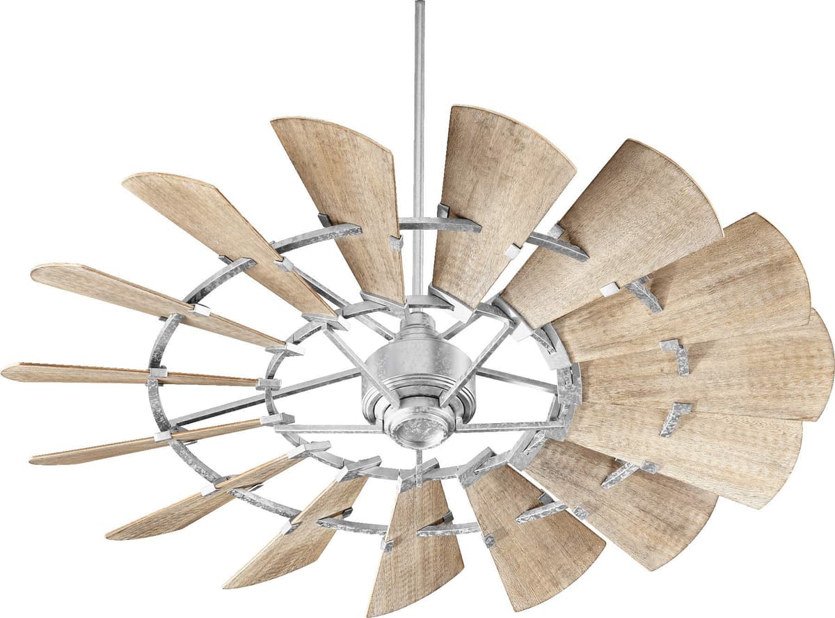 Quorum International Windmill Collection ventilador de techo 60" 15 aspas acabado galvanizado motor reversible 6 velocidades 96015-9