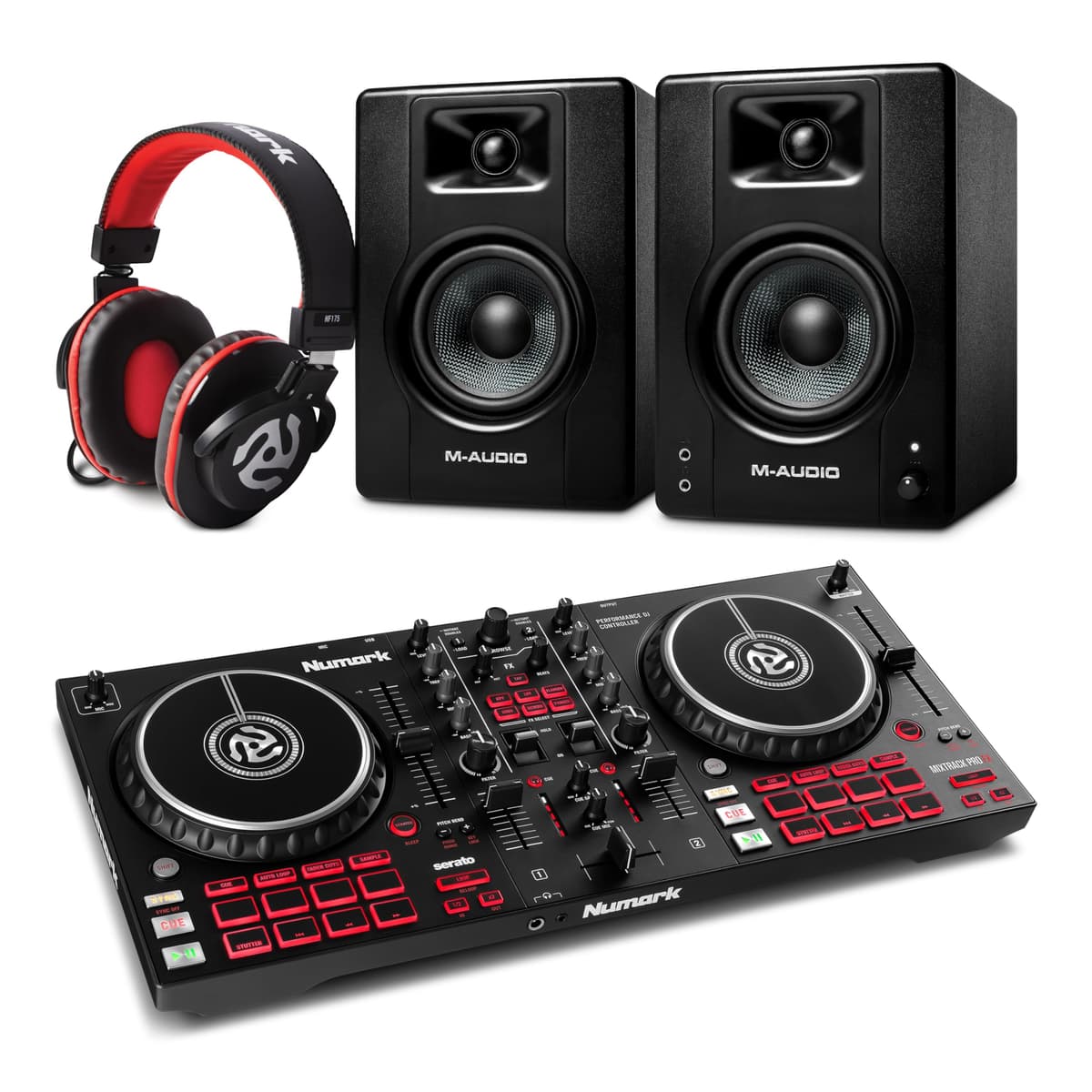 Numark Mixtrack Pro FX DJ Controller con M-AUDIO BX4 y auriculares - Pack completo para estudio