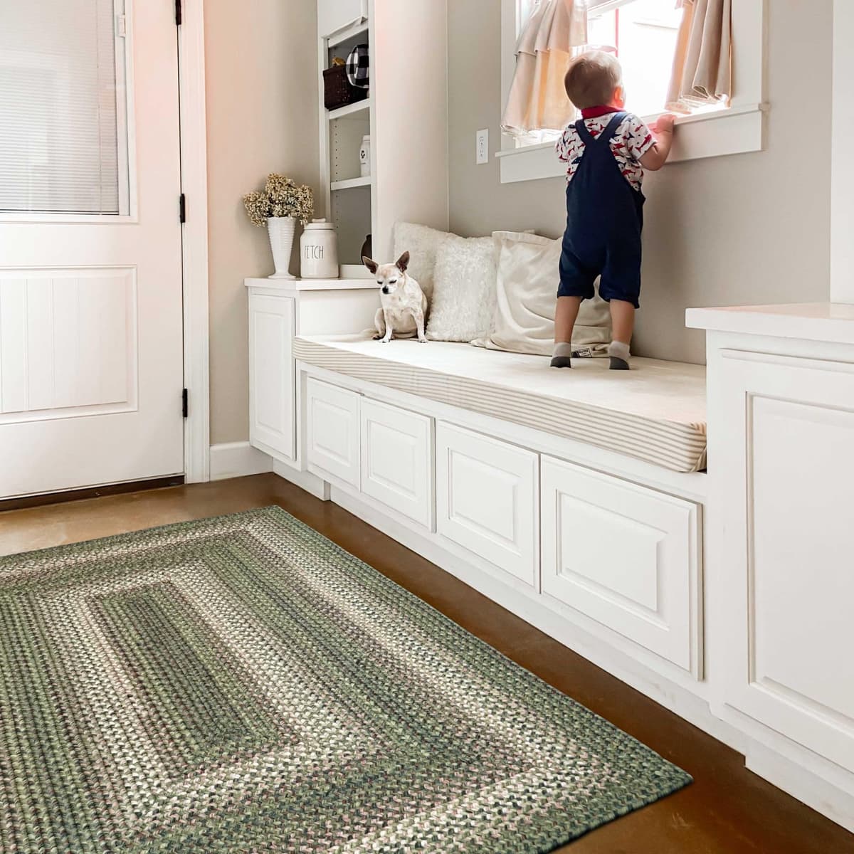 Homespice Cedar Ridge Alfombra Trenzada Verde 6x9' para Comedor y Patio 315878-IN