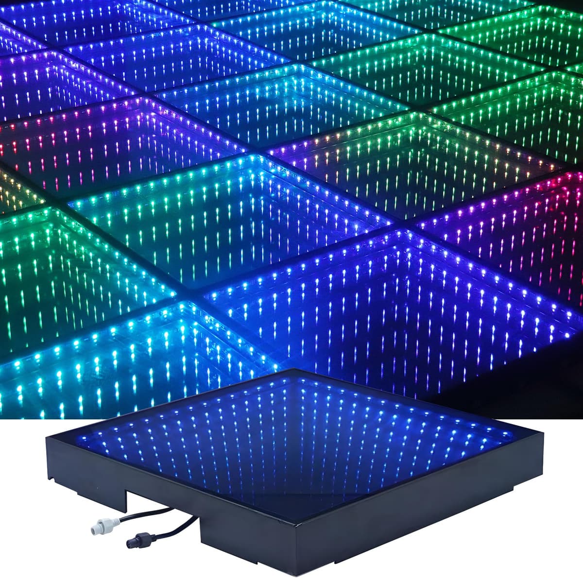 HZGGBKJO Dance Floor Stage Lights - Piso LED 3D efecto infinito, vidrio templado con flight case (20FT x 20FT) SYD1202