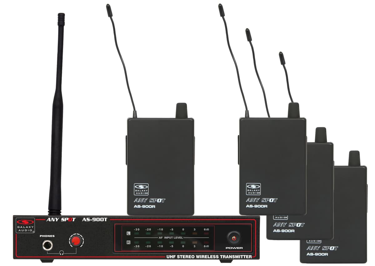 Galaxy Audio AS-900-4 Pack In-Ear Monitor Wireless 4 Receptores + 1 Transmisor (527.55 MHz) AS-900-4N6