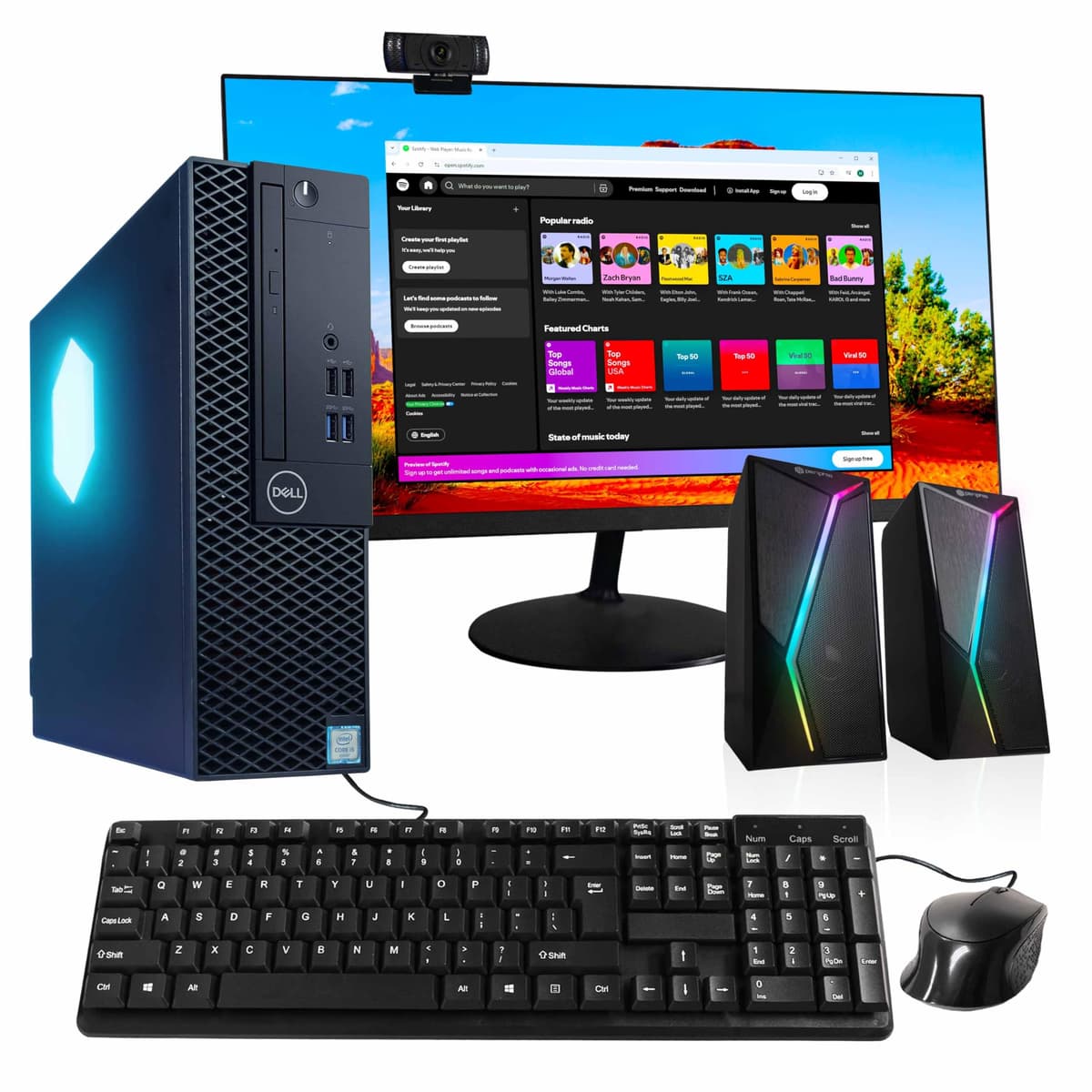 Computadora Dell Optiplex con Iluminación RGB | Windows 11 Pro | Ultra Rápida Intel i5-8500 | 16GB RAM DDR4 | SSD de 1TB | Monitor LCD Nuevo de 24" | PC para Hogar u Oficina (Reacondicionada) 3060