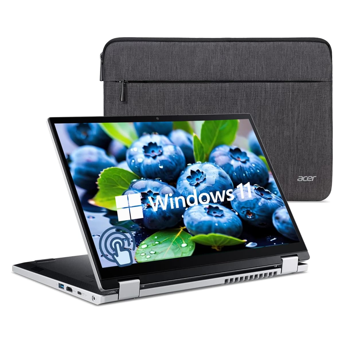 acer Aspire 3 Spin 14” portátil convertible, pantalla táctil IPS WUXGA 1920 x 1200, portátil 2 en 1 con pantalla táctil, Intel Core i3-N305, 8GB LPDDR5 RAM, 256GB SSD, Wi-Fi 6, Windows 11 Home, Pure Silver acer laptop