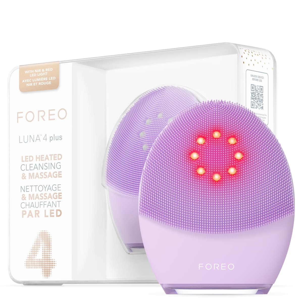 FOREO Luna 4 Plus Cepillo Facial con Luz Roja, Termo y Microcorriente para Piel Sensible F1238