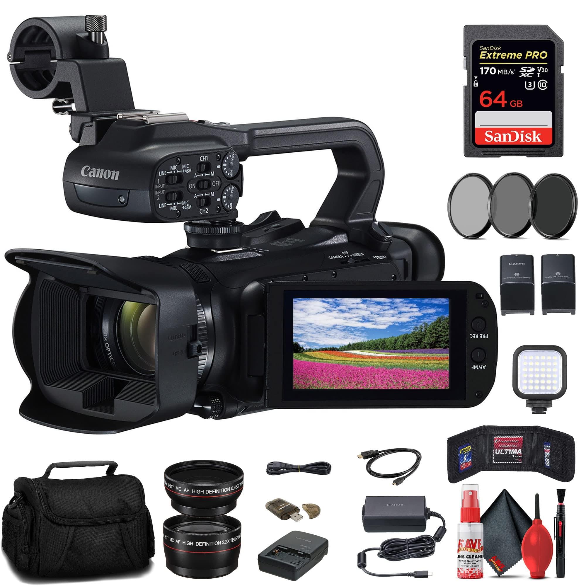 Canon XA60 Professional UHD 4K Camcorder + Lentes y Accesorios - Bundle reacondicionado 5733C002_EDI_2RE