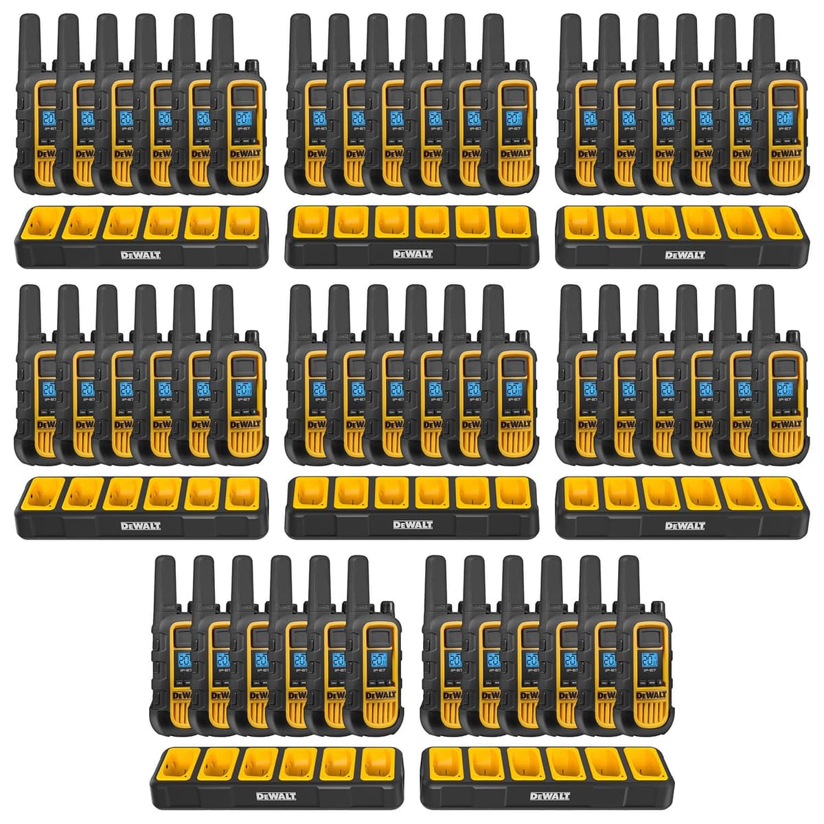 DEWALT 8DXFRS800-BCH6 Pack 48 Radios Walkie Talkie FRS 2W IP67 con 8 Cargadores Multiplaza