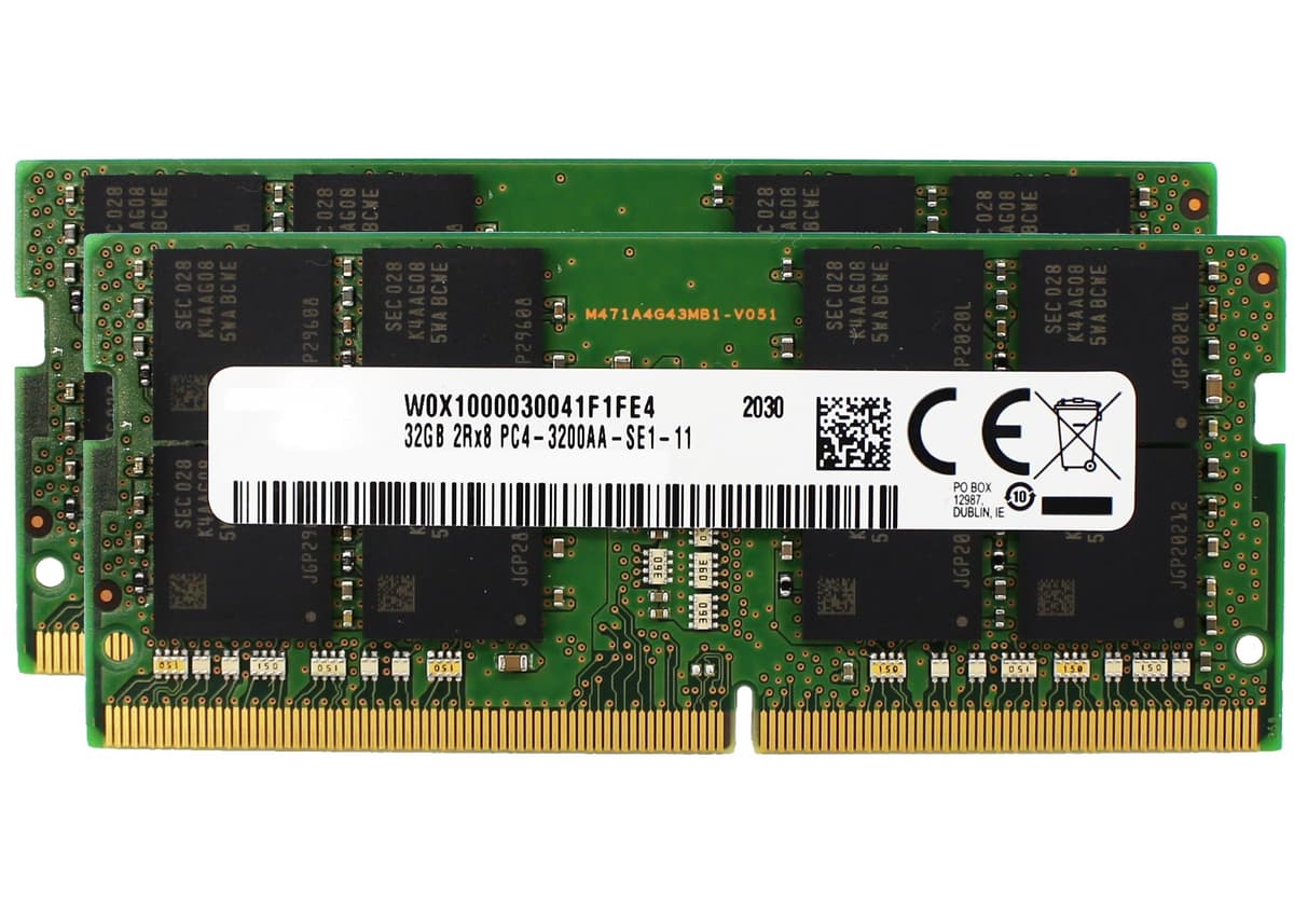 Original de fábrica 64GB (2x32GB) Compatible con Dell Alienware, Precision, XPS Módulo de memoria RAM para laptop Notebook DDR4 3200MHz PC4-25600 SODIMM 2Rx8 CL22 1.2V P/N Dell: SNPP6FH5C/32G Adamanta AM52SE24G64SA-UQ 3200 DELL FBA (2)