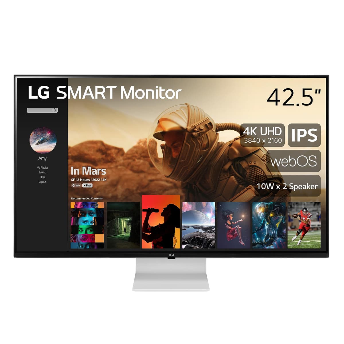 LG Smart Monitor 43" 43SQ700S 4K UHD con webOS, USB-C 65W, Magic Remote compatible, AirPlay 2 43SQ700S-W.AUS