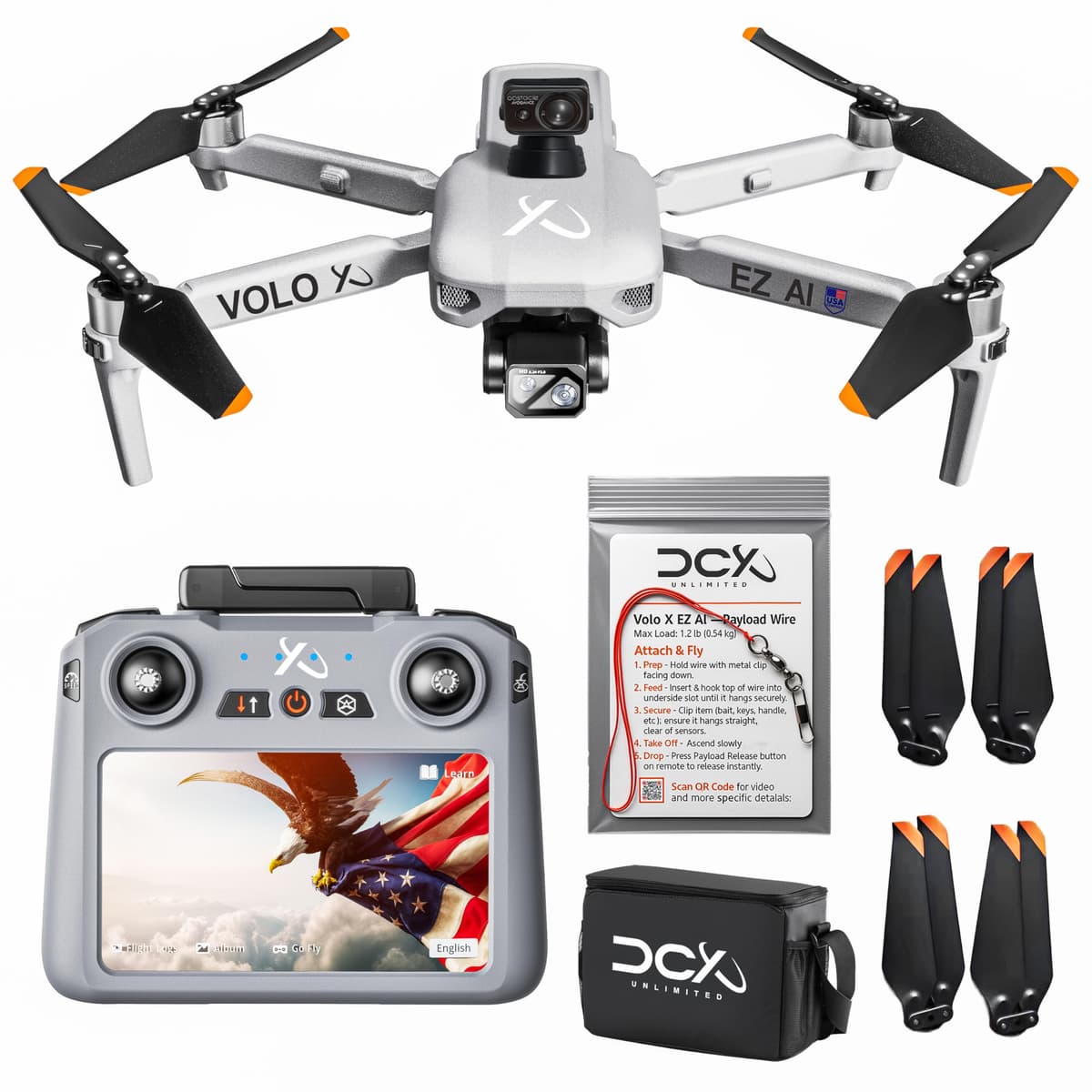 DCX Volo X EZ AI Drone con cámara 4K, LiDAR 360° y retorno automático DCXU-VoloX