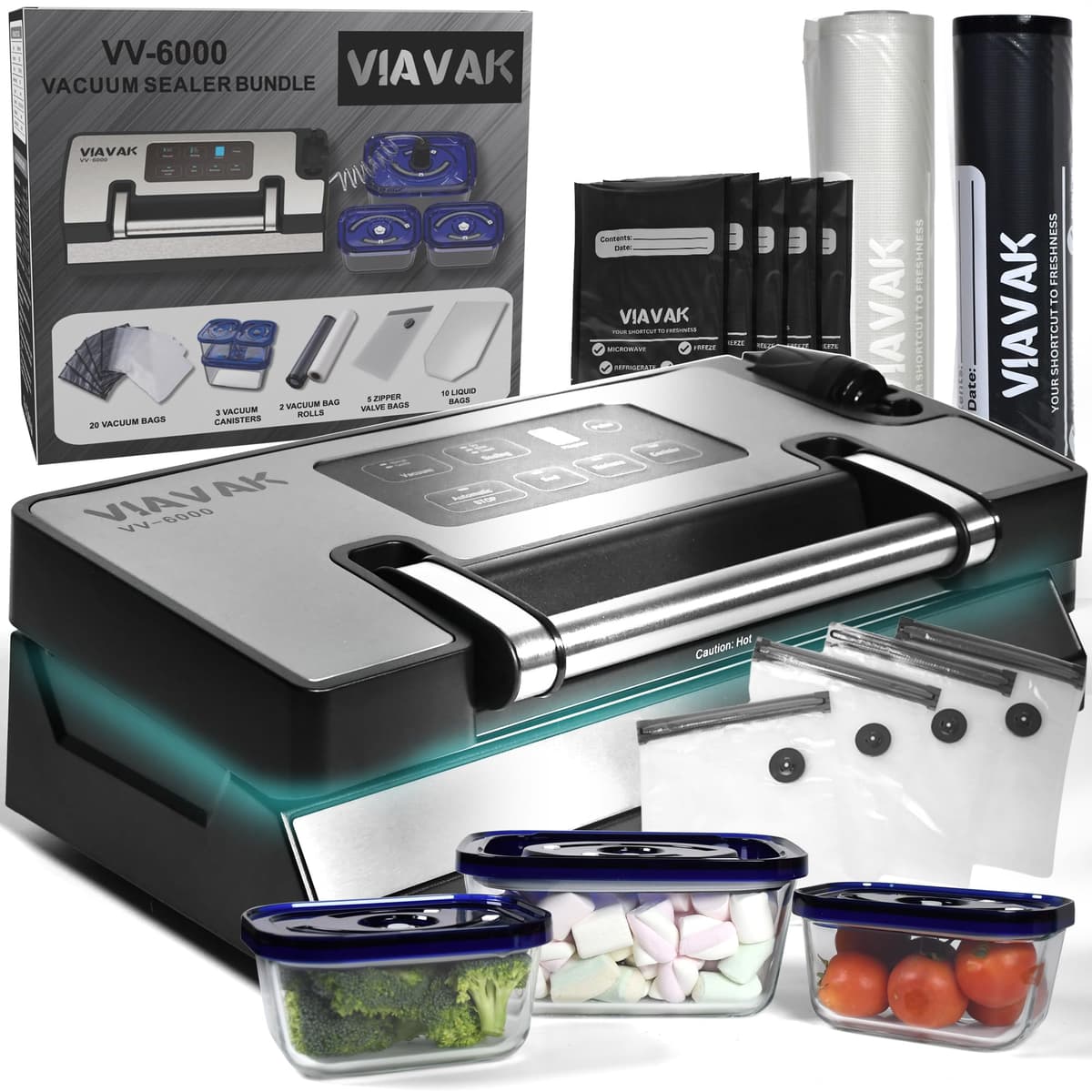 VIAVAK Selladora al vacío VV-6000 con kit completo y modo para líquidos