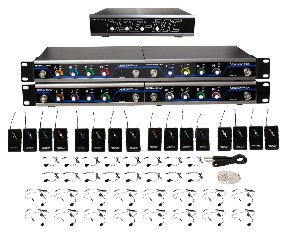 VocoPro USB-Play 16 - Sistema USB para hasta 16 micrófonos inalámbricos
