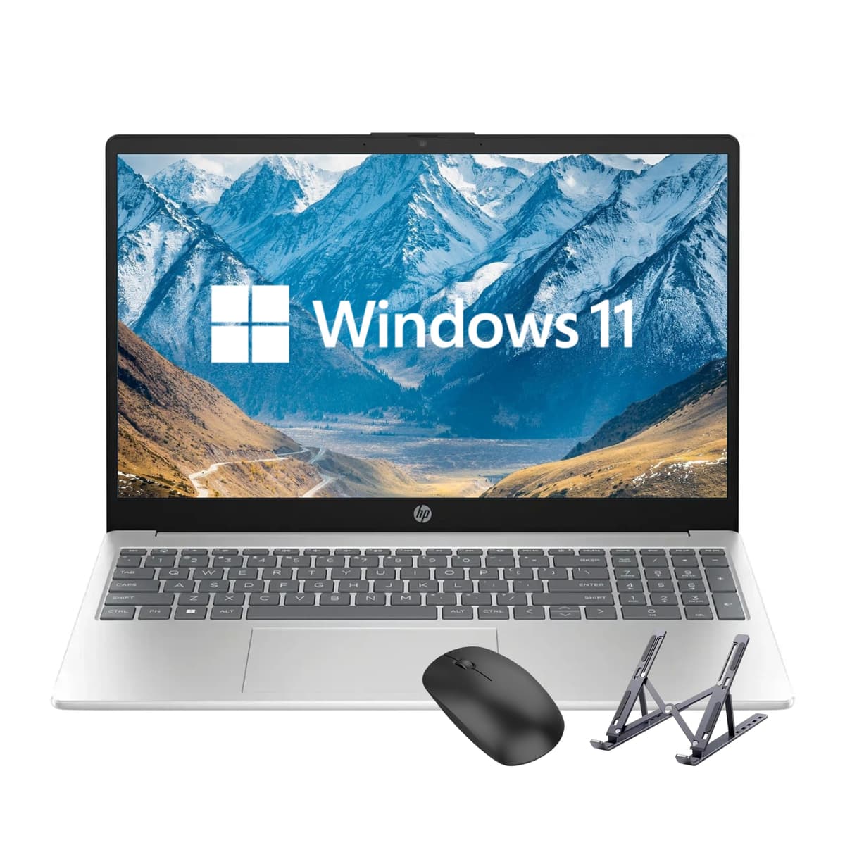 HP laptop de 15.6 pulgadas, procesador Intel i5 hasta 4.4 GHz, 16GB de RAM, 512GB SSD, pantalla táctil HD, Intel Iris Xe Graphics, Windows 11 Home, webcam, Wi-Fi, Bluetooth, color Natural Silver, accesorios Alpacatec i5-1235U