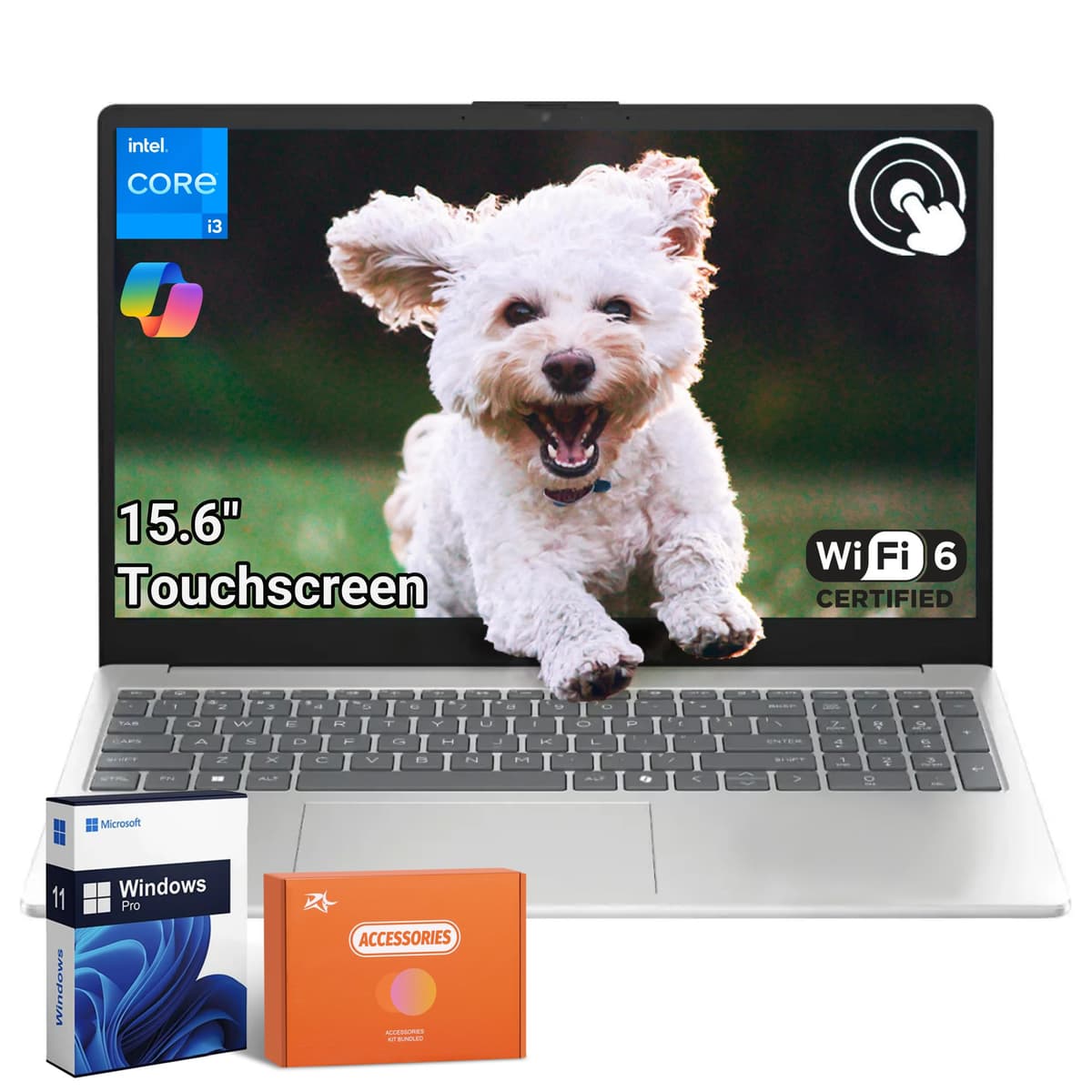 HP Laptop Empresarial Táctil 15.6”, Procesador Intel 13ª Generación (i3-1315U), Gráficos Intel UHD, 32GB RAM, 1TB SSD, Larga Duración de Batería, Windows 11 Pro, con Accesorios