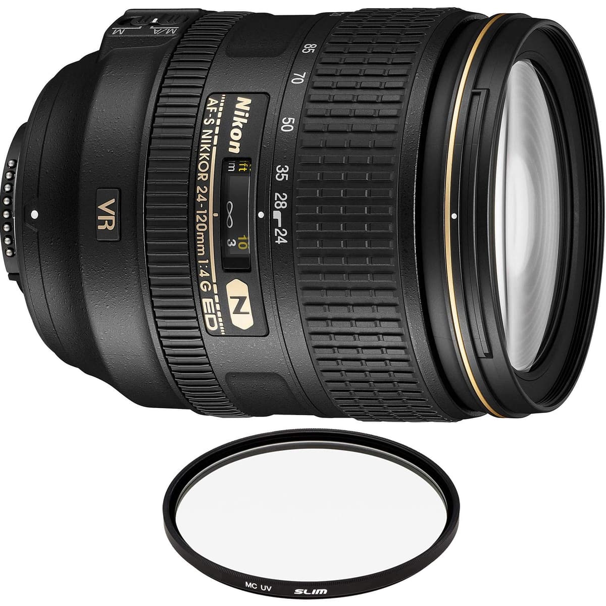 Nikon AF-S NIKKOR 24-120 mm f/4G ED VR con filtro profesional (reacondicionado) 2193