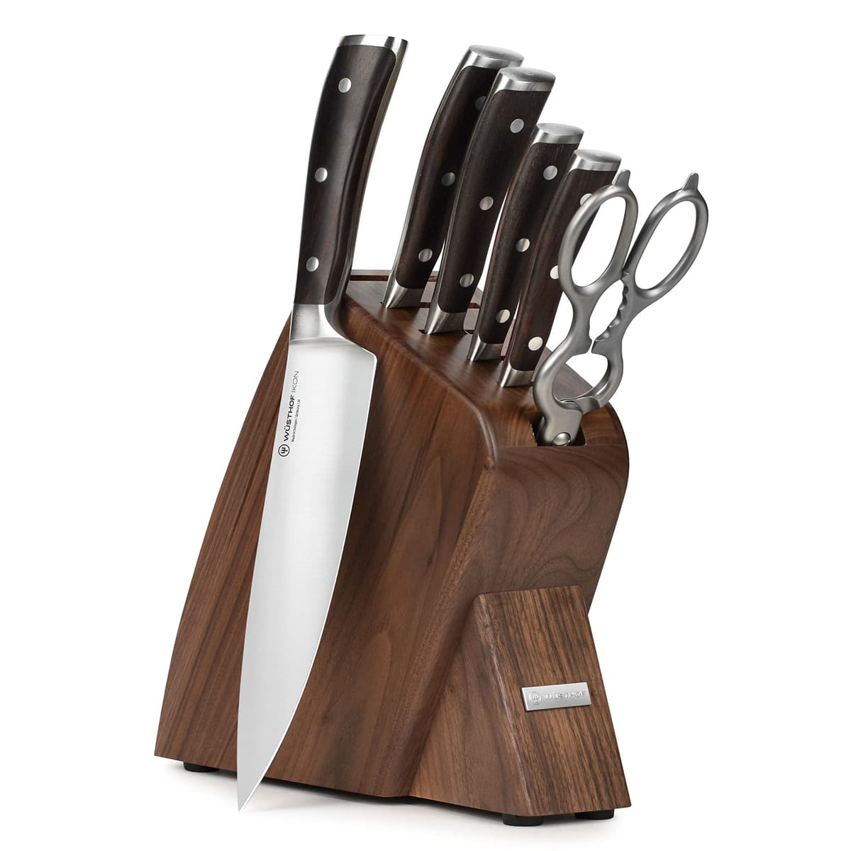 Wüsthof Set de cuchillos Wusthof IKON Blackwood 7 piezas con bloque delgado