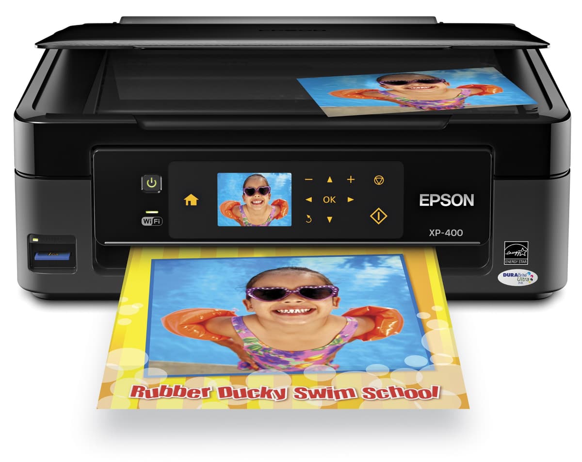 Epson Expression Home XP-400 Impresora multifunción a color inalámbrica, copiadora y escáner. Imprime desde tablet/teléfono inteligente. Compatible con AirPrint (C11CC07201)