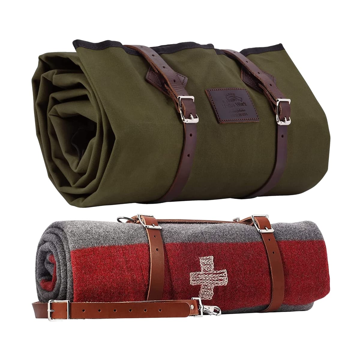 1844 Helko Werk Bedroll de lona encerada y manta tipo ejército suiza - Forest Green F8761FGB