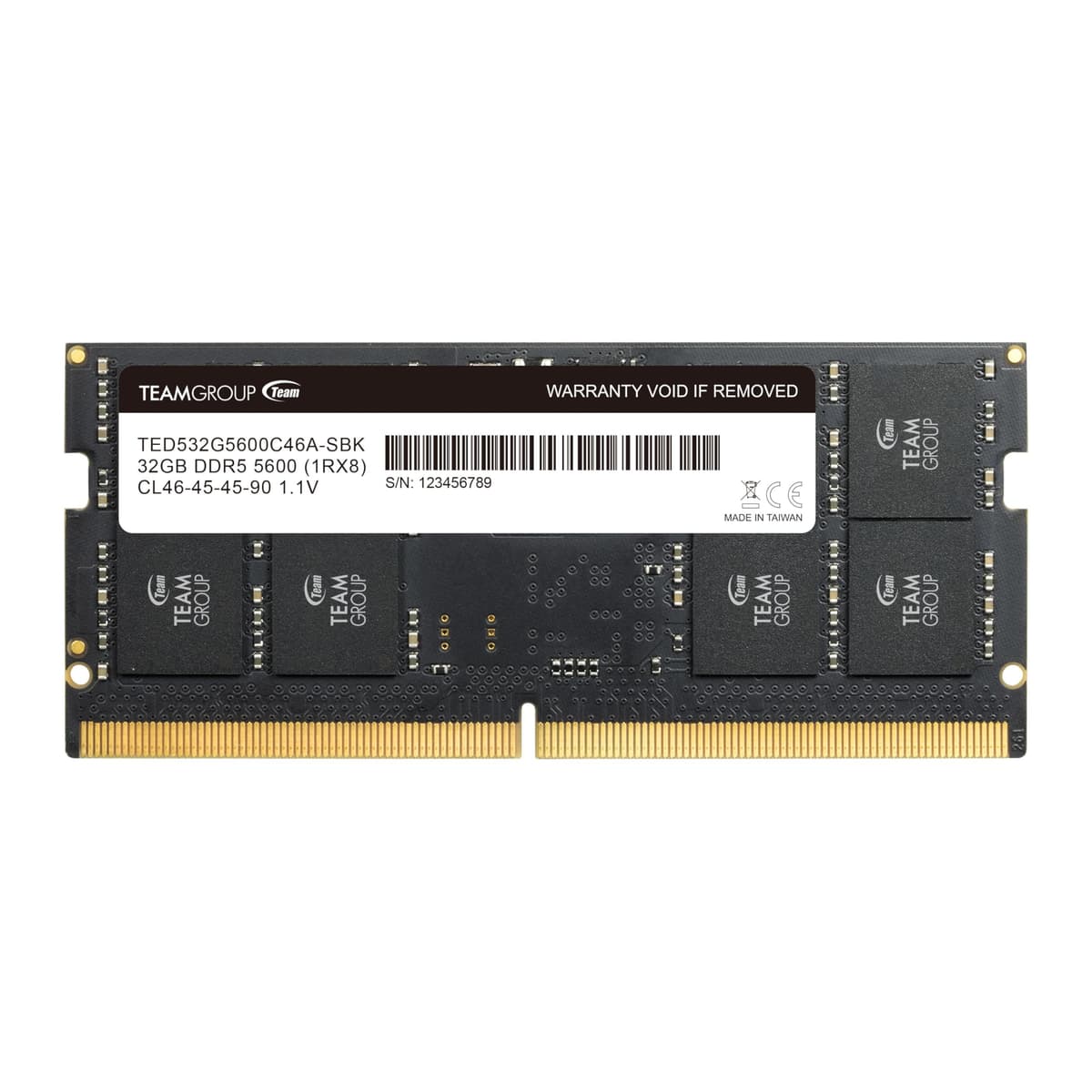 TEAMGROUP Elite SODIMM DDR5 32GB 5600MHz (PC5-44800) CL46 No ECC Sin búfer 1.1V 262 pines Módulo de memoria RAM para laptop - TED532G5600C46A-S01