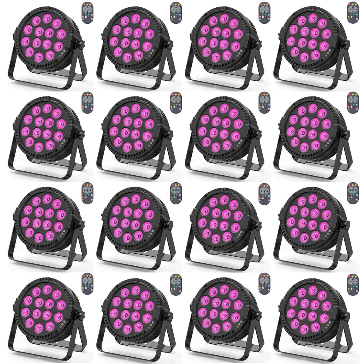 U`King Luces PAR RGBW 80W para escenario con control DMX512/remote/sensor de sonido, pack 16 ZQ01424X16US