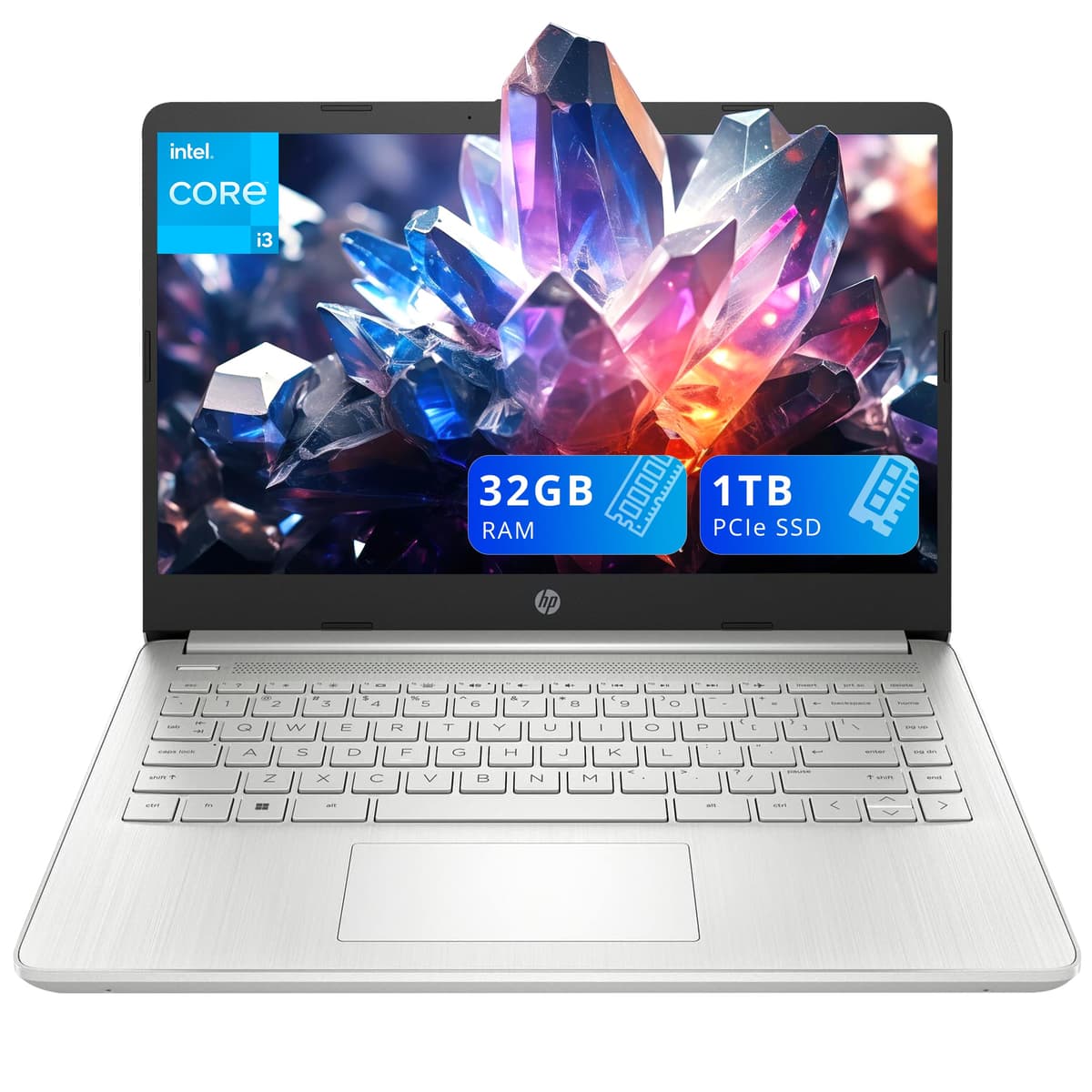 HP 14" FHD Antirreflejo, Intel i3-1215U, 32GB RAM, 1TB SSD PCIe, Gráficos Intel UHD, Teclado Retroiluminado, Webcam HD, Wi-Fi, Bluetooth, Plateado, Windows 11 (Reacondicionado)