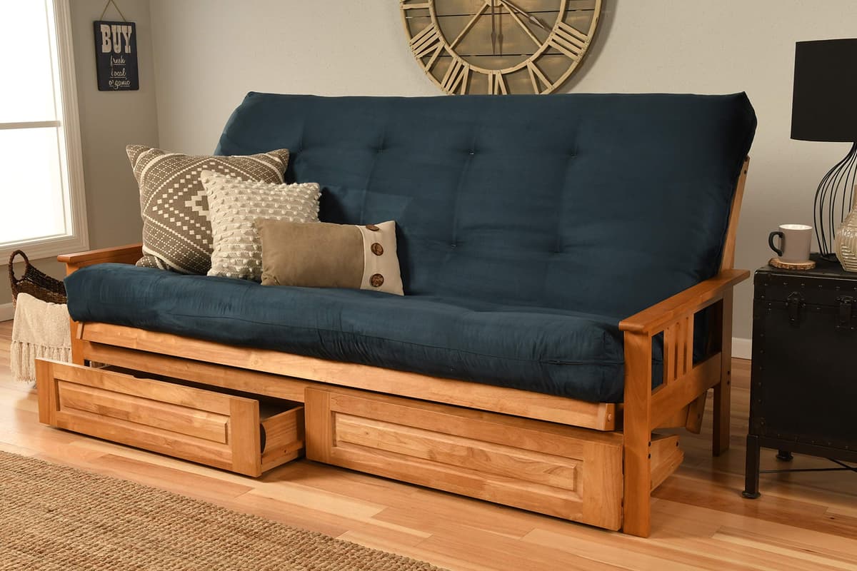 Kodiak Furniture Futón Monterey Queen con Cajones y Colchón Suede Navy KFQMODBTSNAVYLF5MD4