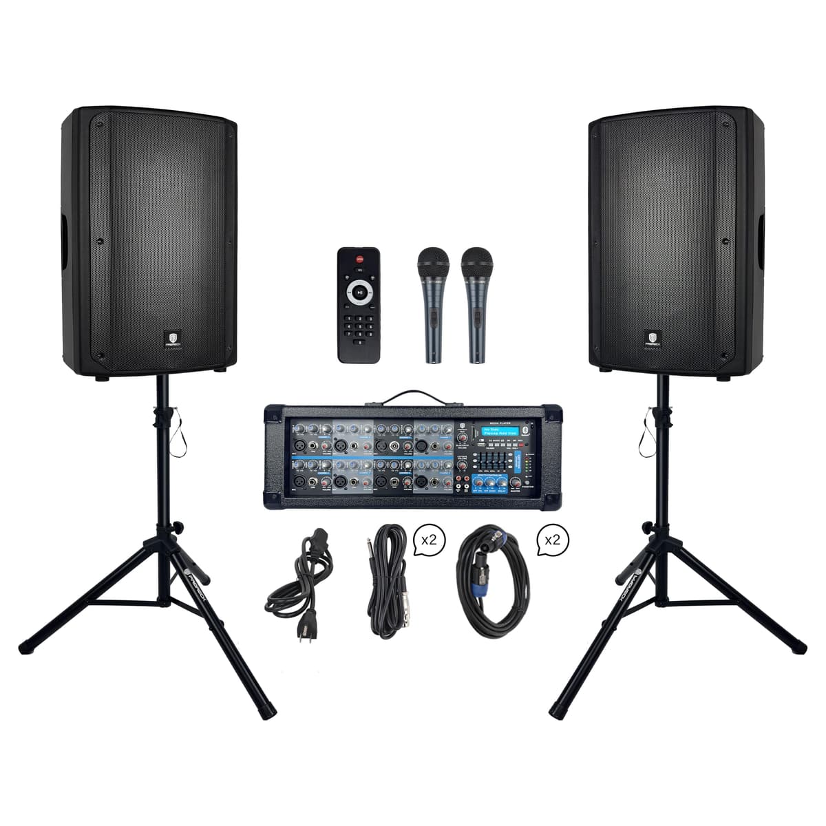 PRORECK Delta 158 PA 2400W Bluetooth con Mixer 8 Canales y 2 Speakers 15" DELTA 15 Series PA System