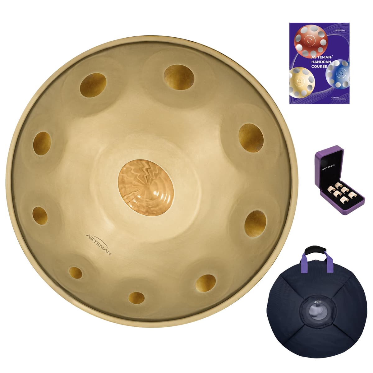 AS TEMAN Handpan re menor de 10 notas 22" (Gold, 432Hz)