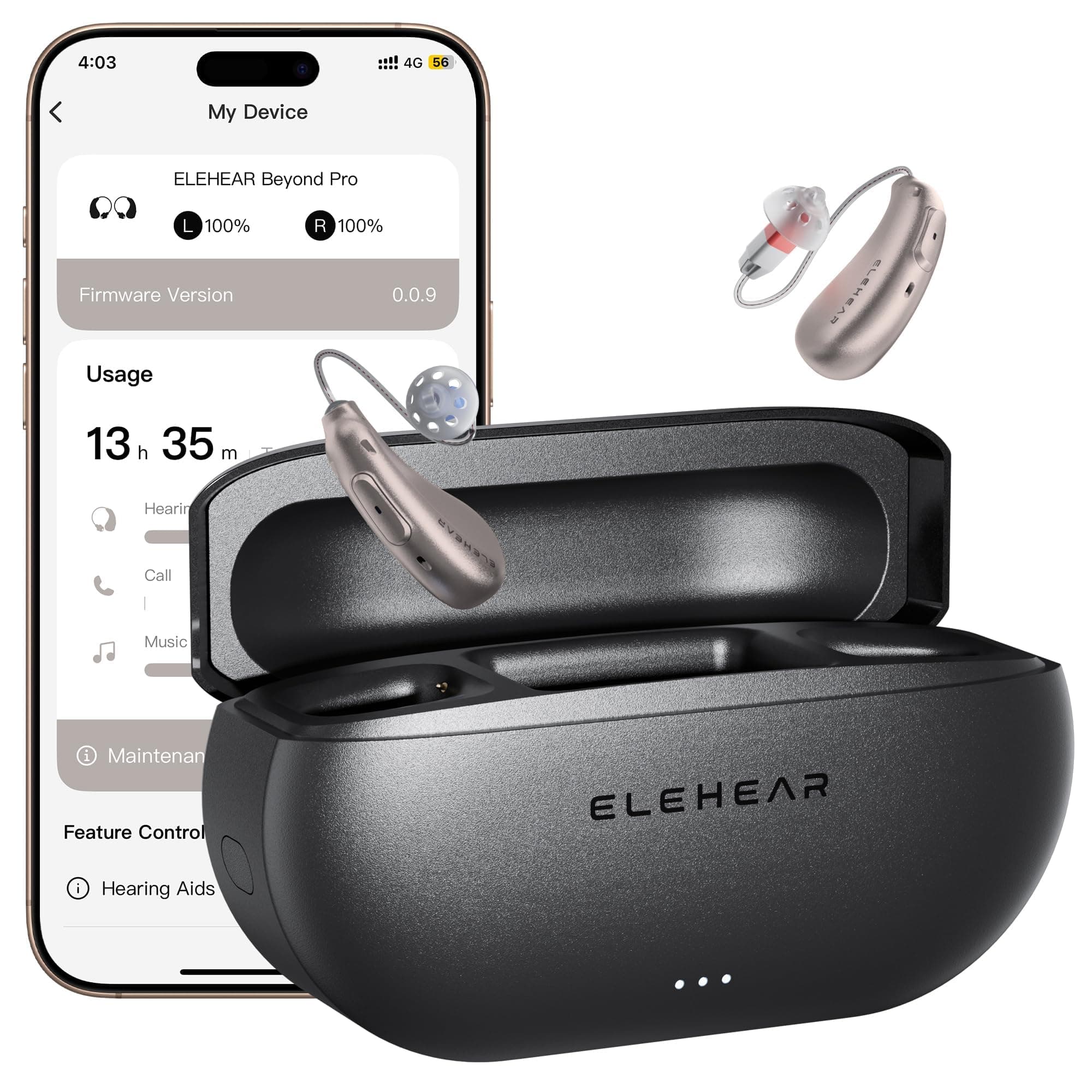 ELEHEAR-Beyond Pro Audífonos Recargables Bluetooth OTC - Champagne Gold Beyond Pro CG1