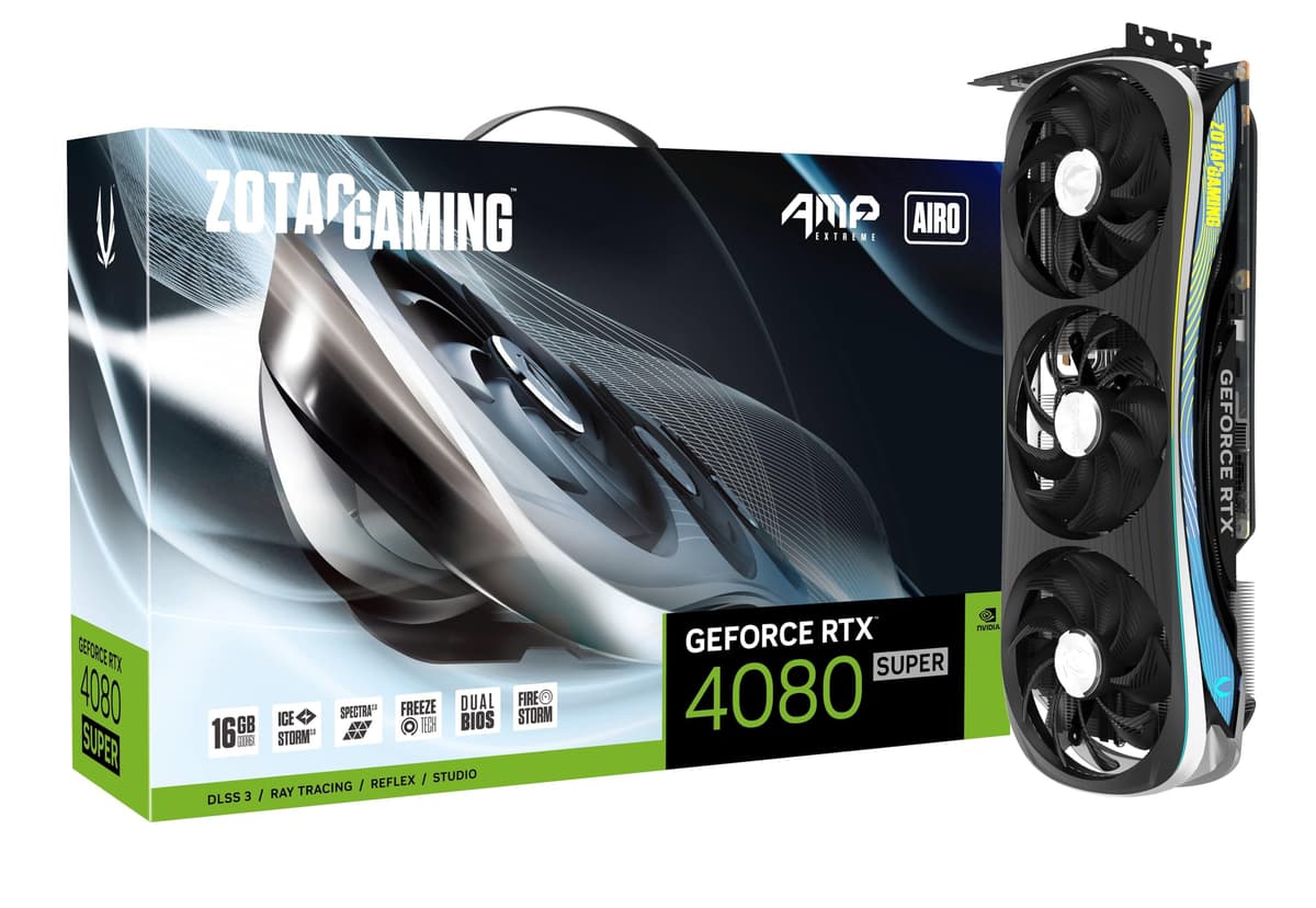 ZOTAC Gaming GeForce RTX 4080 Super AMP Extreme AIRO 16GB - IceStorm 2.0, ARGB 5-Zonas, Dual BIOS ZT-D40820B-10P